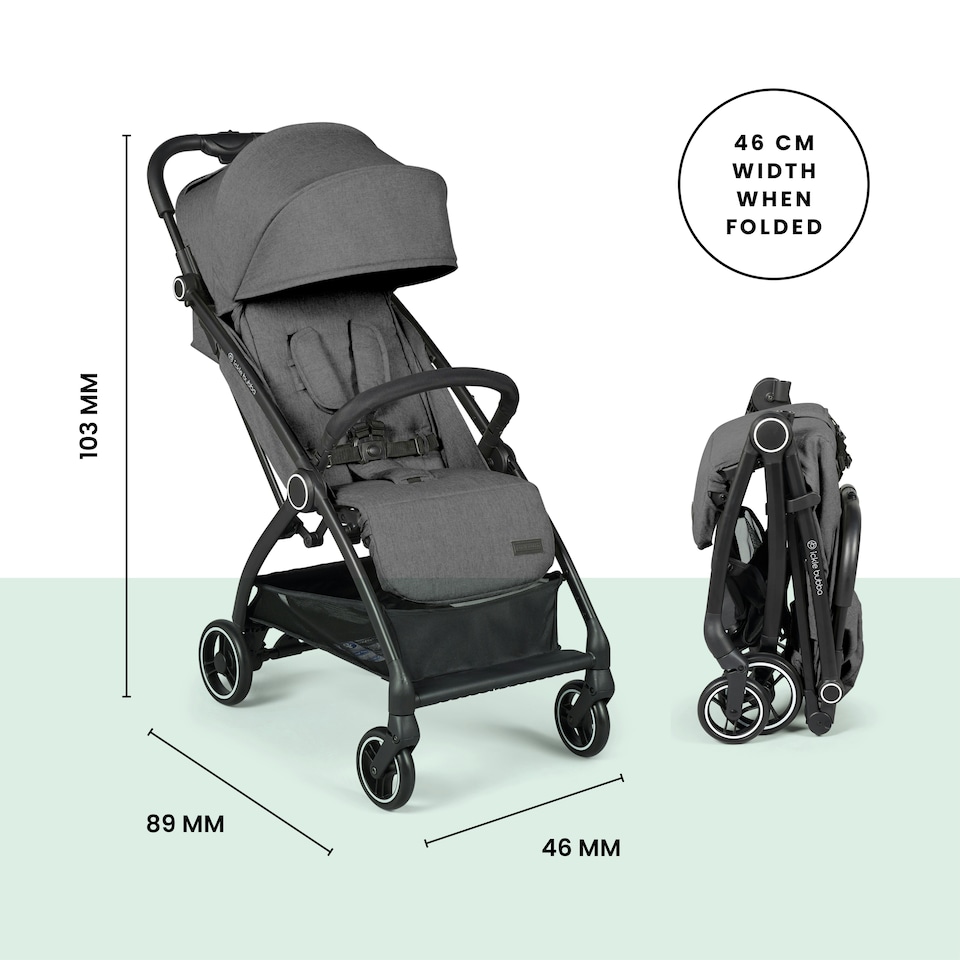 image 1 of Aries Autofold Stroller - Feather-Light Design, Multi-Position Recline, Handy Auto-Fold, Birth to 22kg, UPF 50+ Hood & Raincover (Graphite Grey)