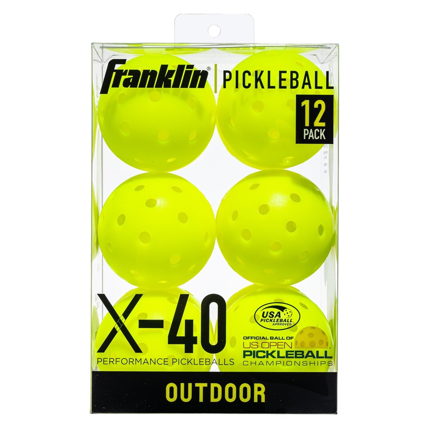 Franklin X-40 Outdoor Pickleball Balls (Pack of 6) | Yellow | Optic Yellow | One Size | 1