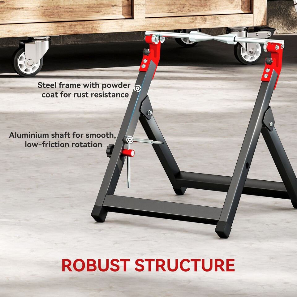 image 1 of HOMCOM Steel Motorcycle Wheel Balancer Truing Stand with Spoke Wrench, Black | Black