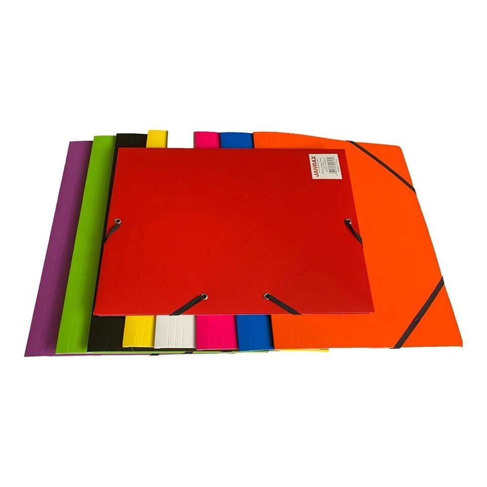 image 1 of Janrax A4 Yellow Laminated Card 3 Flap Folder with Elastic Closure