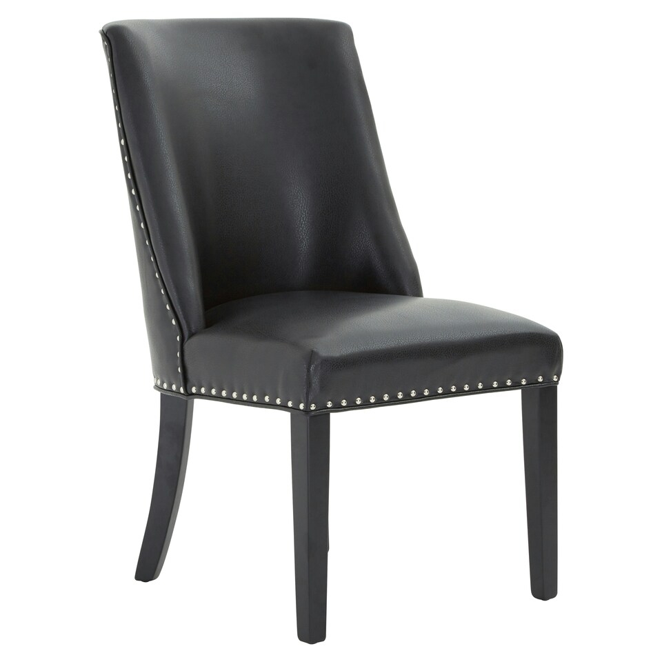 image 1 of Interiors By Premier Modern Black Leather Effect Dining Chair, Elegant Design Dining Chair For Dining Table, Luxury Dining Chair Black