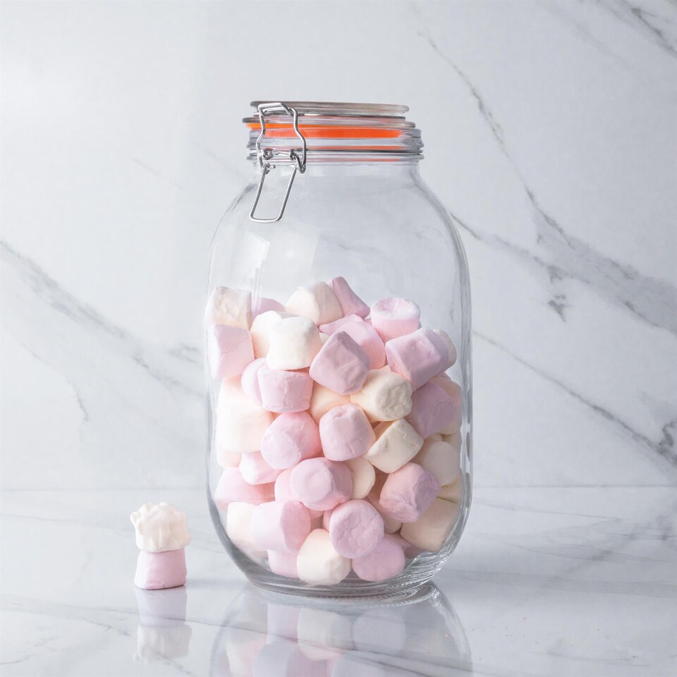 image 1 of Argon Tableware 3x Glass Storage Jars & Labels Set - 3 Litre - 4 Colour Seals Airtight Kitchen Storage Container Preserving Jar