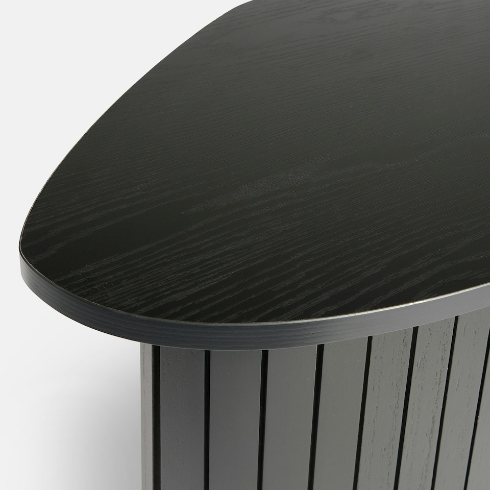 image 1 of OHS Ribbed Round Oval Home Living Room Modern Decor Coffee Side End Table Black