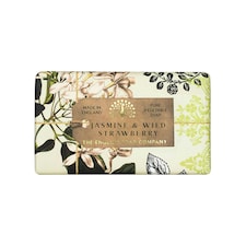 The English Soap Company Anniversary Wrapped Soap Bar, Jasmine Scented Shea Butter Soap, Moisturising Soap Bar for Body, Jasmine and Wild Strawberry Scent 190g