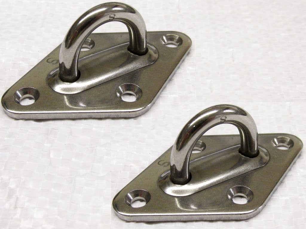 Stainless Steel Diamond Eye Plates X2 (5MM Marine Boat Deck Attachment)