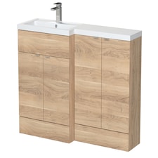Balterley Alrewas Contemporary 2 Door Left-Hand Floor Standing Combination Unit with Basin, Bleached Oak, 1200mm