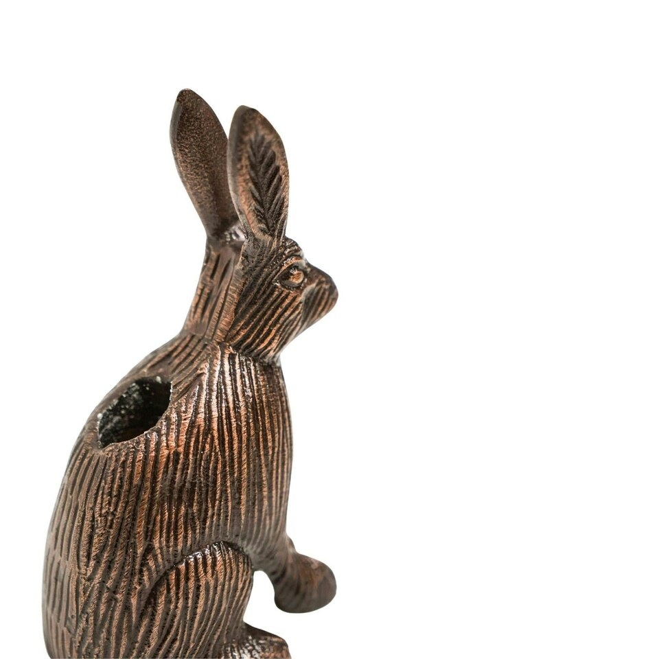 image 1 of Cast Aluminium Hare Candle Holder - Aluminium - L9.5 x W10 x H18 cm - Antique Brass | Brown | 1