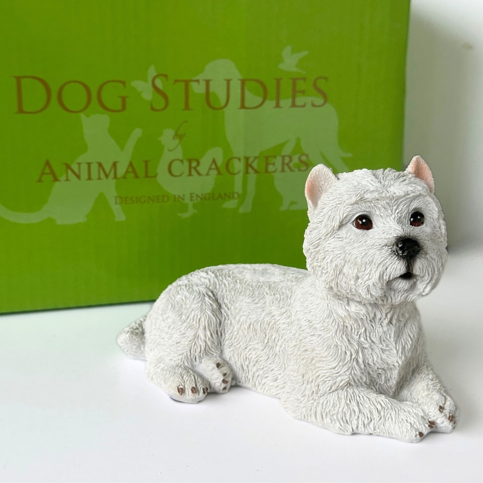 image 1 of Realistic Laying West Highland Terrier Figurine, 13cm, Gift Boxed | White | White