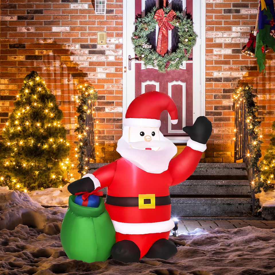 image 1 of HOMCOM Inflatable Blow up Christmas Santa Claus 4ft LED Yard Holiday Decoration