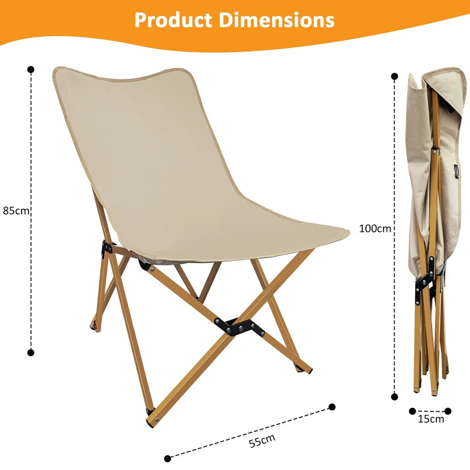 image 1 of Folding Camping Chair Portable Canvas Butterfly Chair for Adults Up to 150kg N/A