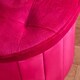 image 3 of OHS Matte Velvet Soft Round Foldable Footstool Seat Storage Organiser Ottoman Pink | Bright Pink