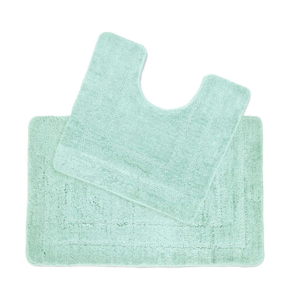 image 1 of Lisa Two Piece Non Slip Bath & Toilet Mat Set Green | Duckegg