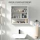 image 7 of HOMCOM Bathroom Mirror Cabinet Wall Mounted with Soft-Close Doors and Adjustable Shelf, Industrial Bathroom Wall Cabinet with Open Storage, 60 x 16 x 60 cm, White | White | White