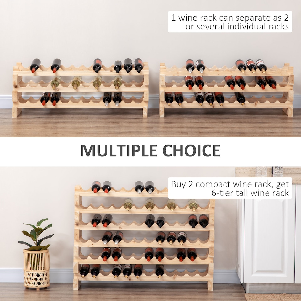 image 1 of HOMCOM 36 Bottle Shelf Wine Rack Holder Standing Holds Storage Fir Wood Cellar