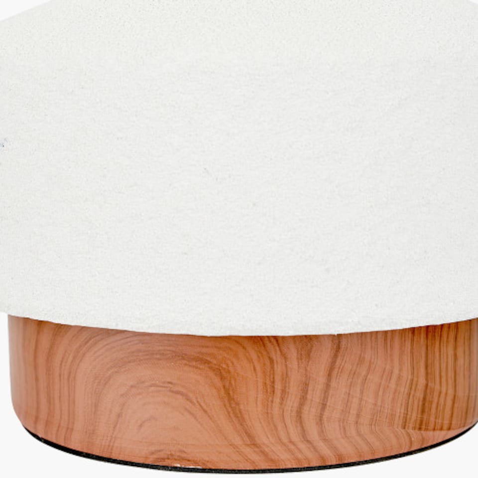 image 1 of Wood Effect White Textured Ceramic Table Lamp | White | White | 1