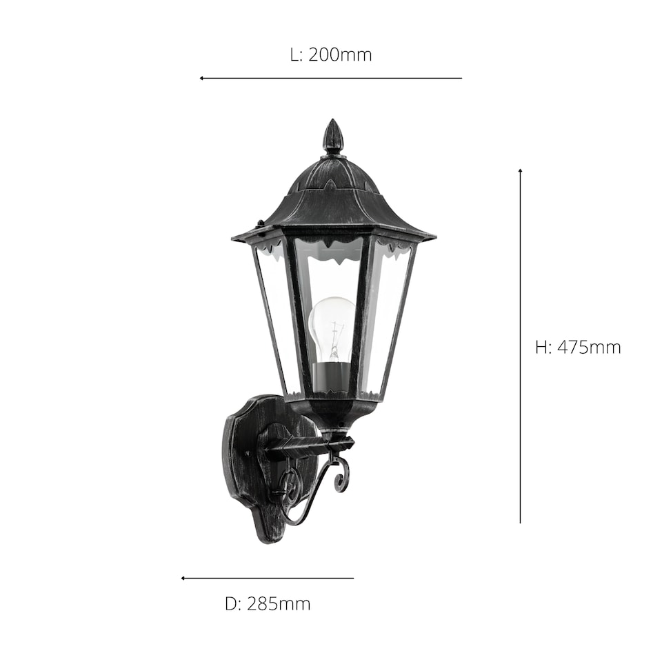 image 1 of EGLO Navedo Traditional Black Aluminium Exterior Wall Lamp