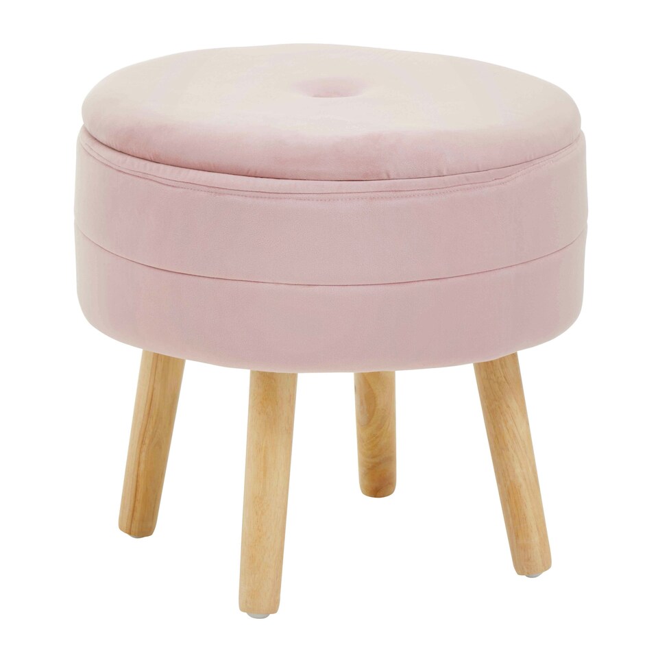 image 1 of Interiors By Premier Stylish Pink Velvet Stool, Durable Kitchen Bar Stool For Bedroom, Versatile Design Bar Stool For Guests