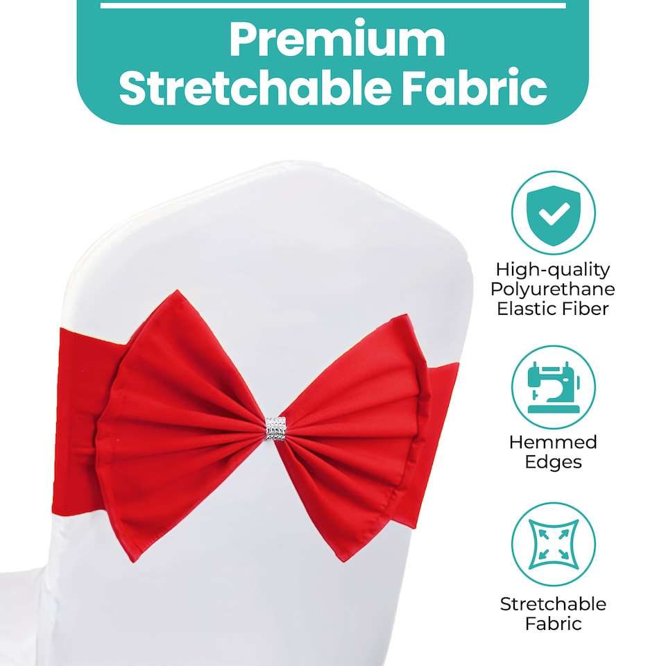 image 1 of Chair Bow Sashes, Elastic Spandex Stretch Chair Ties with Buckle - 1pc