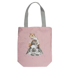 Wrendale Designs 'Piggy In The Middle Canvas Tote Bag | Pink