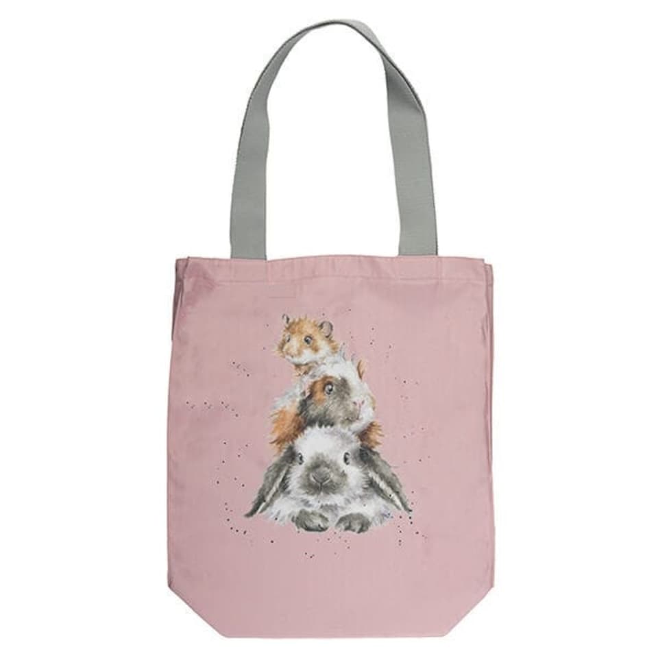 Wrendale Designs 'Piggy In The Middle Canvas Tote Bag | Pink