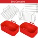 image 2 of SPARES2GO Basket Drawer Liner and Multi Layer Shelf Racks Skewer Rack Set for Air Fryer
