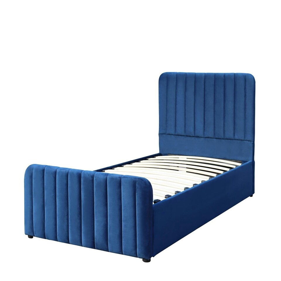 image 1 of Ottoman Storage Bed blue 4ft6 Big Double velvet bed gas lift up Storage Bed and 1 Mattress bedroom furniture