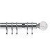 image 1 of 35mm Fixed Length Metal Curtain Pole Set Chrome Segmented Ball Finial 330cm Silver | Silver