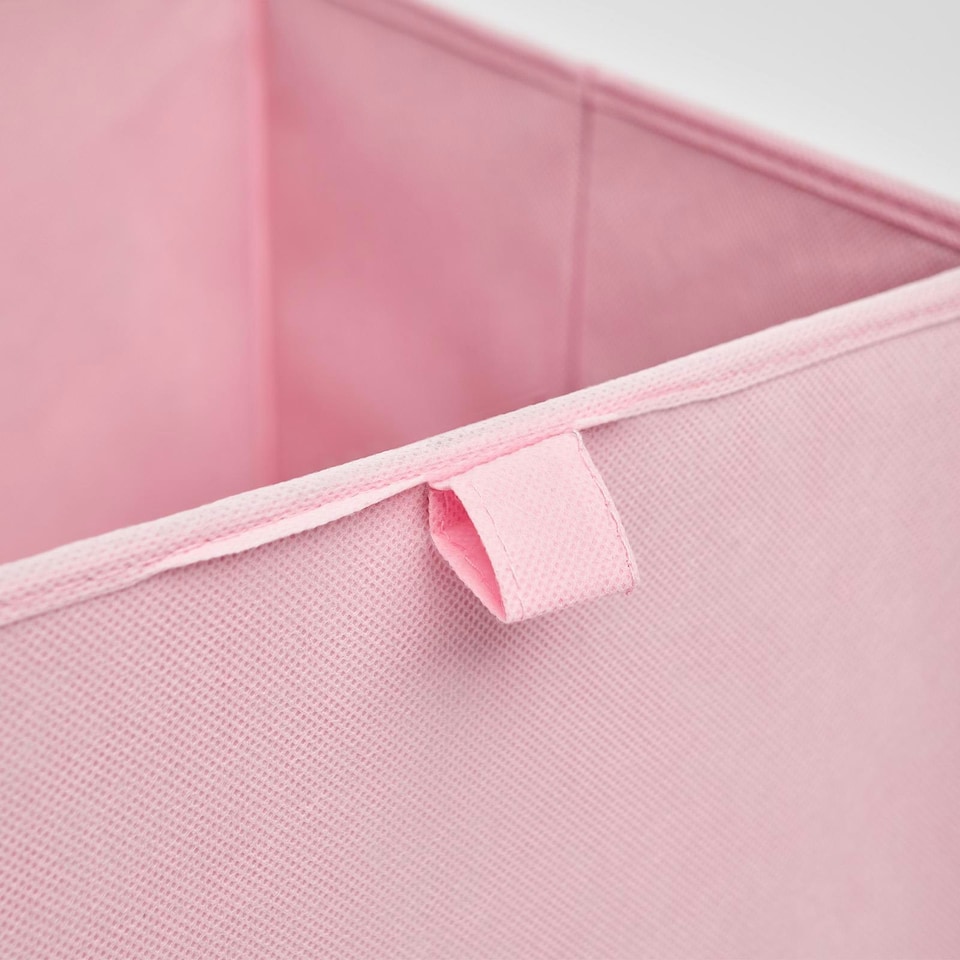 image 1 of OHS 2 x Plain Folding Storage Cube Boxes, 27x27cm - Blush Pink