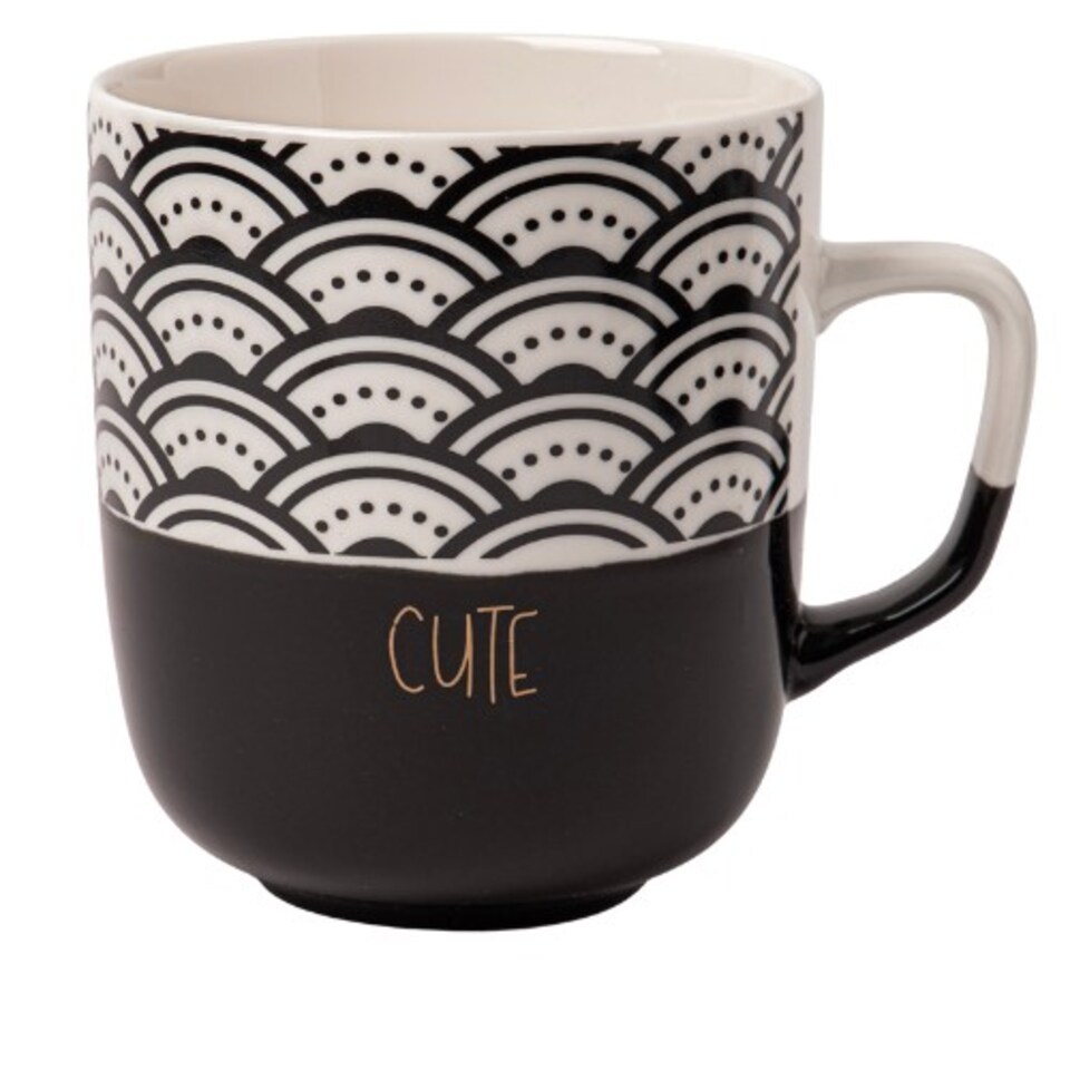 image 1 of Monochrome Black & White Mugs 370ml | Black | Cute | 370ml | 1