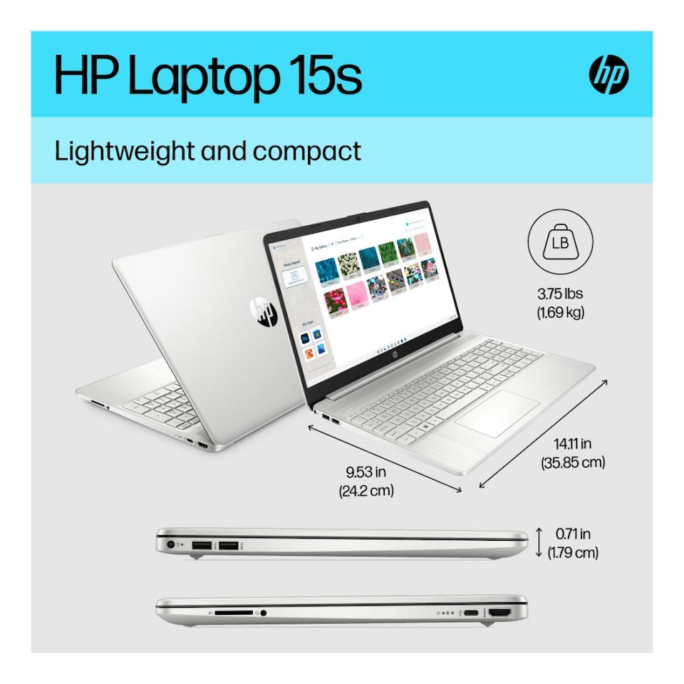 image 1 of HP 15s-fq5021na Laptop 15.6" Intel i5-1235U 8GB RAM 256GB SSD Windows 11 Home - Silver