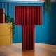 image 2 of ValueLights Lenny Burgundy Wine Drum Lamp Shade Colour Drench Ribbed Full Fabric Table Lamp | Red