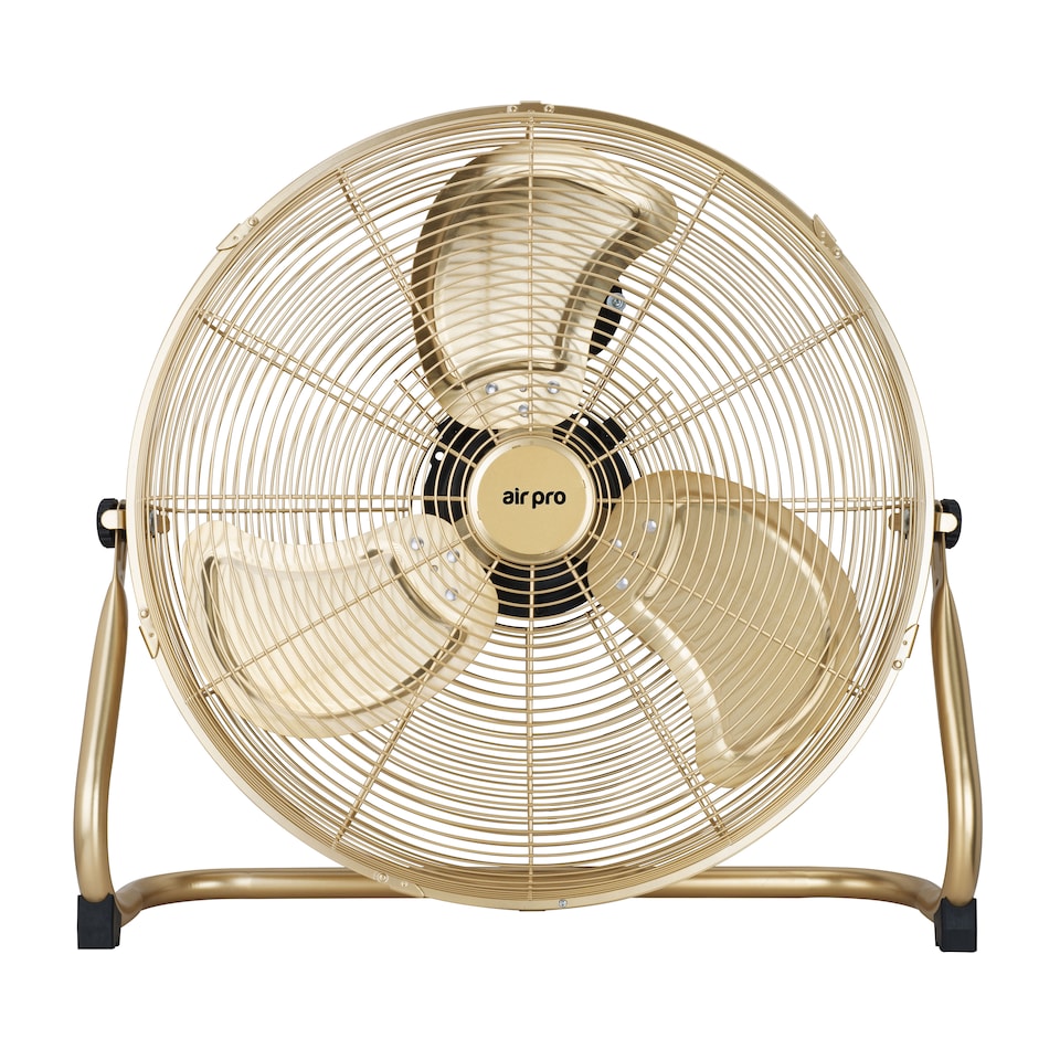 Air Pro 20'' Floor Fan 3 Speed Setting & Adjustable Tilt Indoor Electric Fan with Metal Blade & Body 1.6m Long Cable - Gold