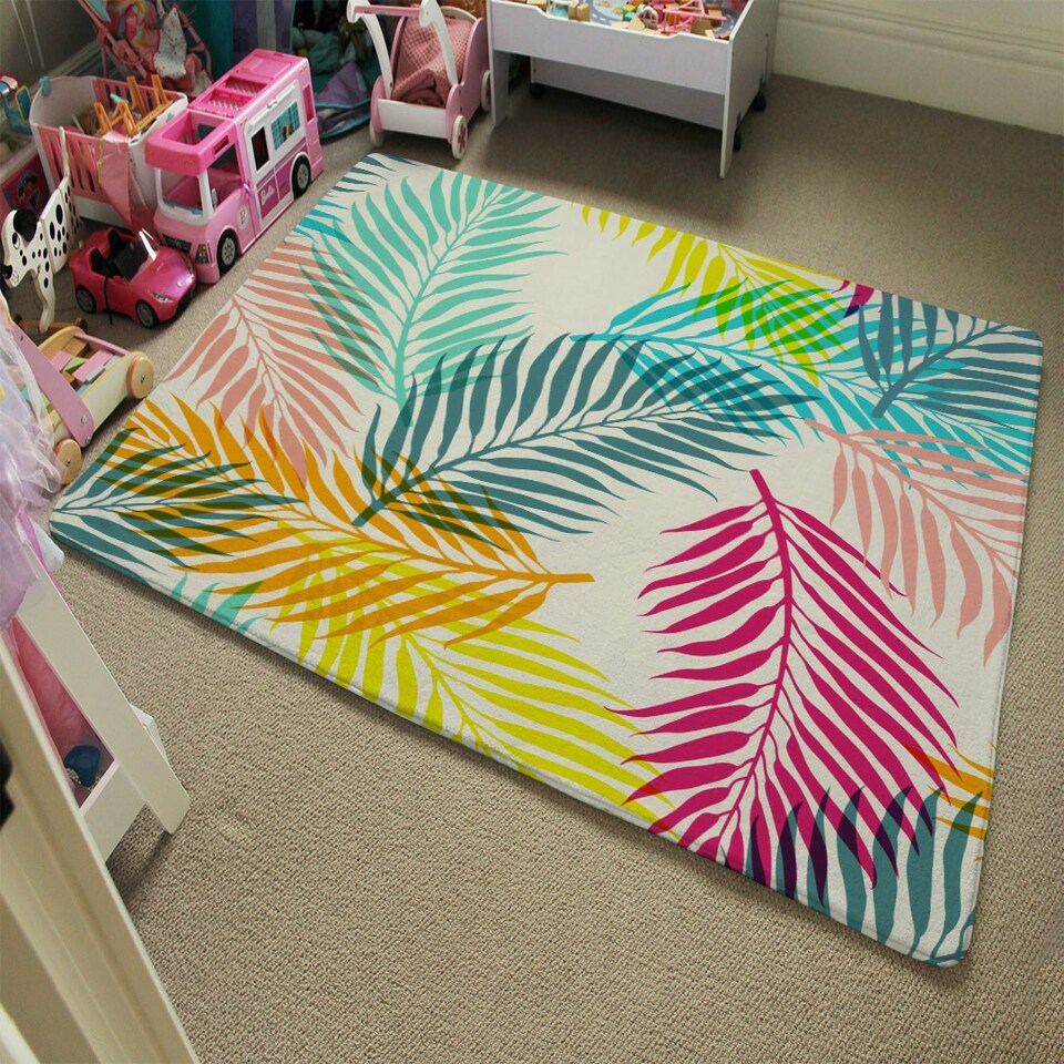 image 1 of Multi Coloured Tropical Leaves (Rug) Multi | Medium: 80x150cm