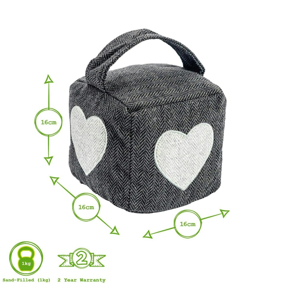 image 1 of Nicola Spring Herringbone Door Stops - 16 x 16cm - Heart - Pack of 2