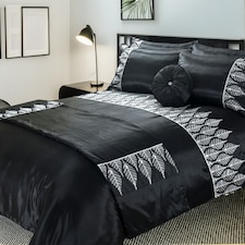 Duvet Cover And Pillowcase Set Black And Silver Sequence Luxury Design Polyester Bed Linen Black | Black | King