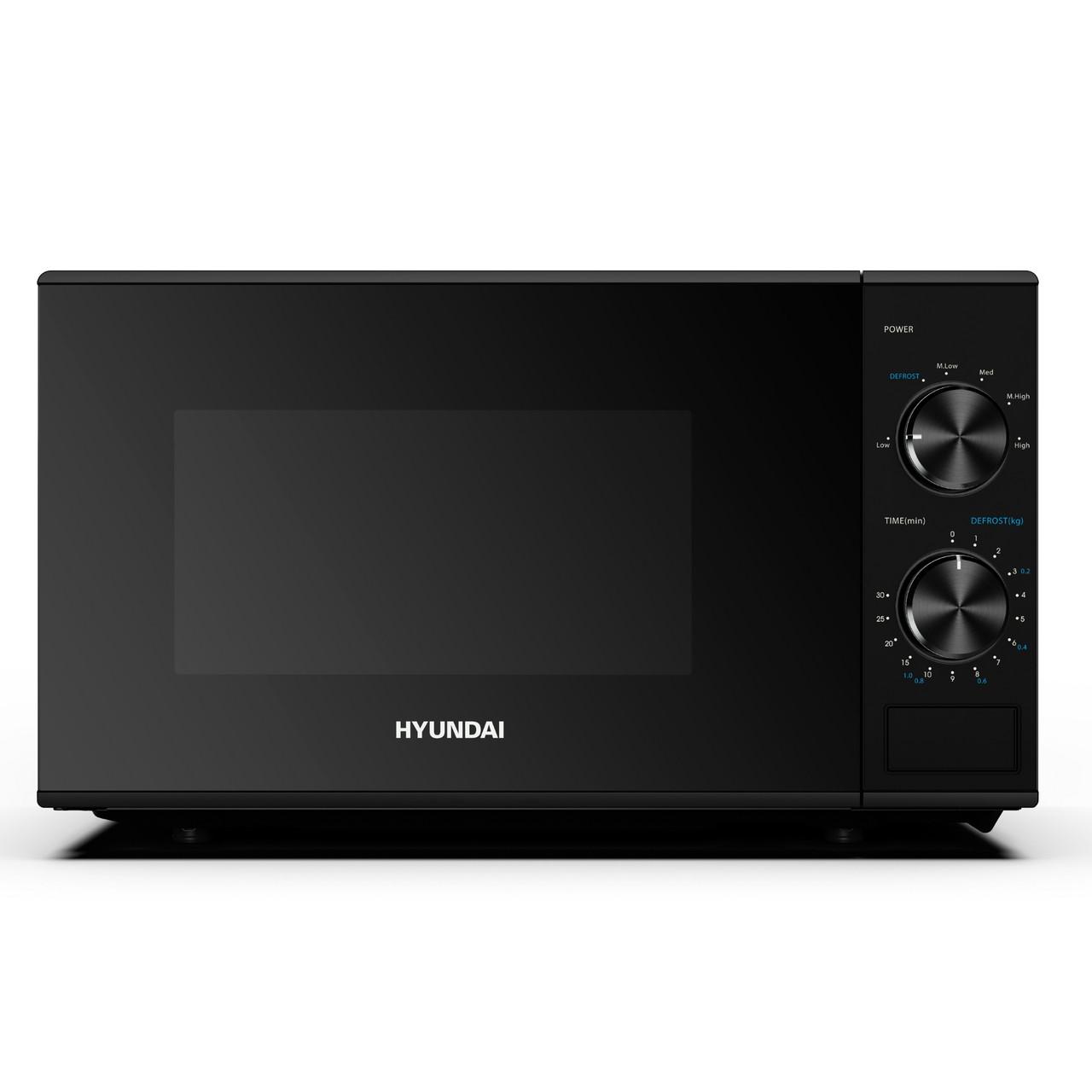HYUNDAI 800W 20L Solo Microwave, Dial Control, Stainless Steel Interior Black HYMW80020MB