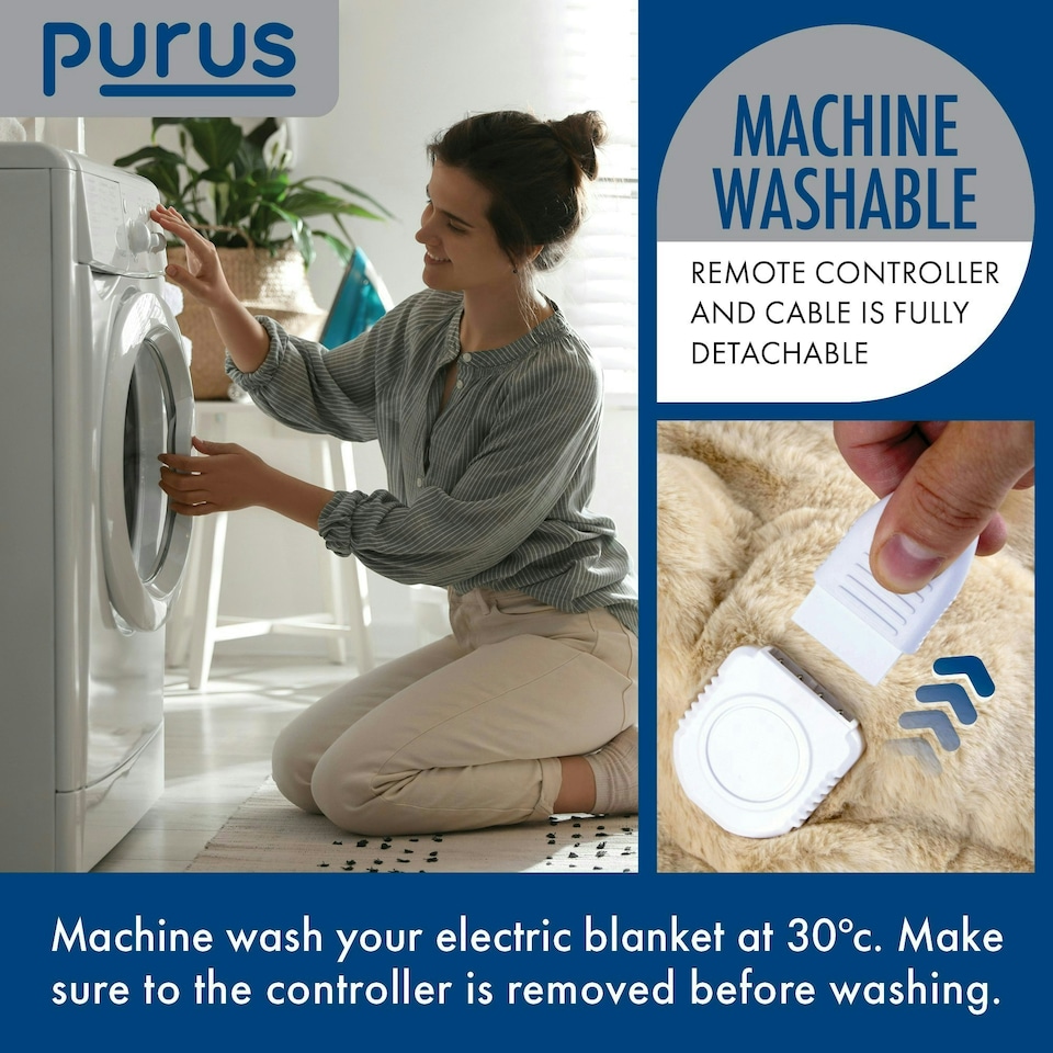 image 1 of Purus Faux Fur Electric Heated Throw Blanket 160x130cm Cream | Cream | Cream | One Size | 1