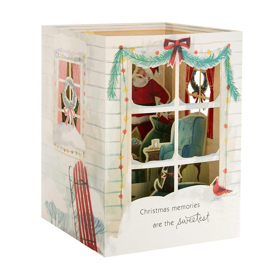 image 1 of Pop-Up 3D Christmas Card from Hallmark Paper Wonder Santa's Here Design