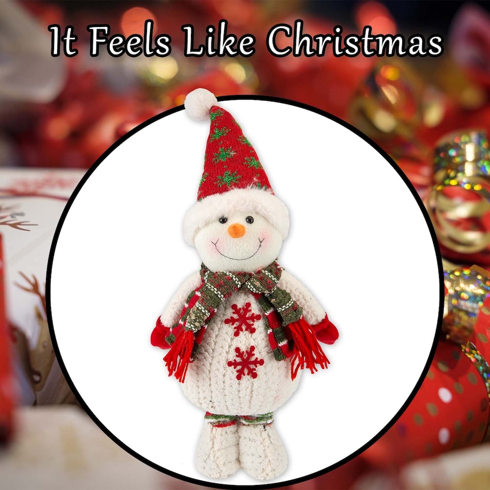 image 1 of PMS Christmas Standing Snowman Plush 41.5cm x 21.5cm, White
