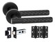 image 5 of Golden Grace 5 Set Knurled Hex Cut T-Bar Door Handle Set Matt Black Finish with Ball Bearing Hinges and Latch