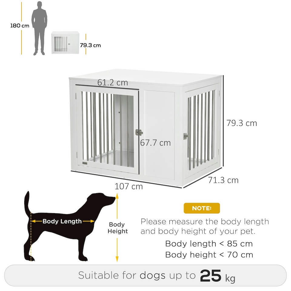 image 1 of PawHut Furniture-Style Dog Crate End Table w/ 2 Doors, for Medium & Large Dogs