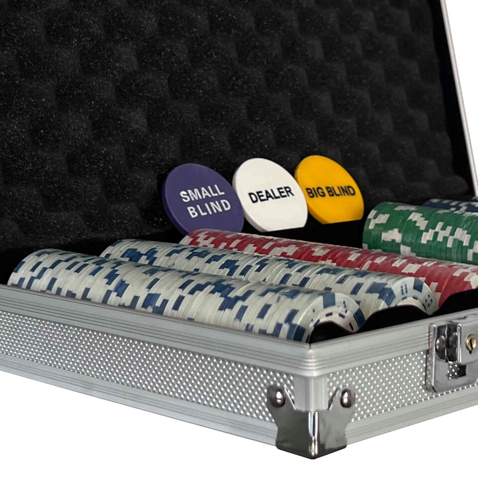 image 1 of Oypla Poker Set - 300 Piece Texas Hold Em Complete With Chips, Cards, Dice, And Casino Style Case