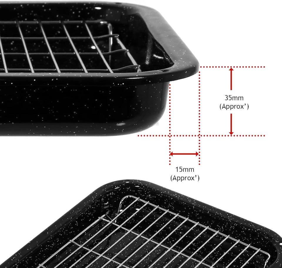image 1 of SPARES2GO Universal Large Non-Stick Oven Grill Pan Rack with Dual Detachable Handles 420mm x 300mm