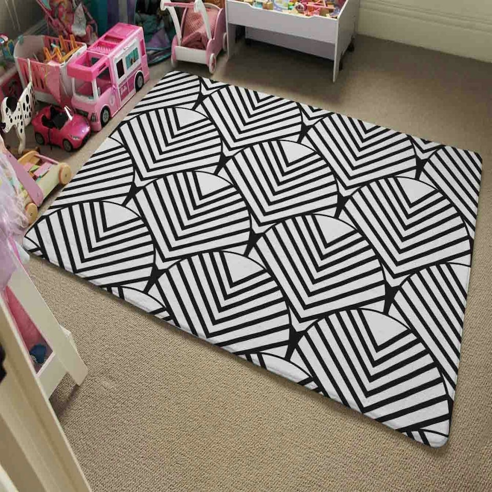 image 1 of Black Geometric Decoration (Rug) Black | Large: 140x200cm