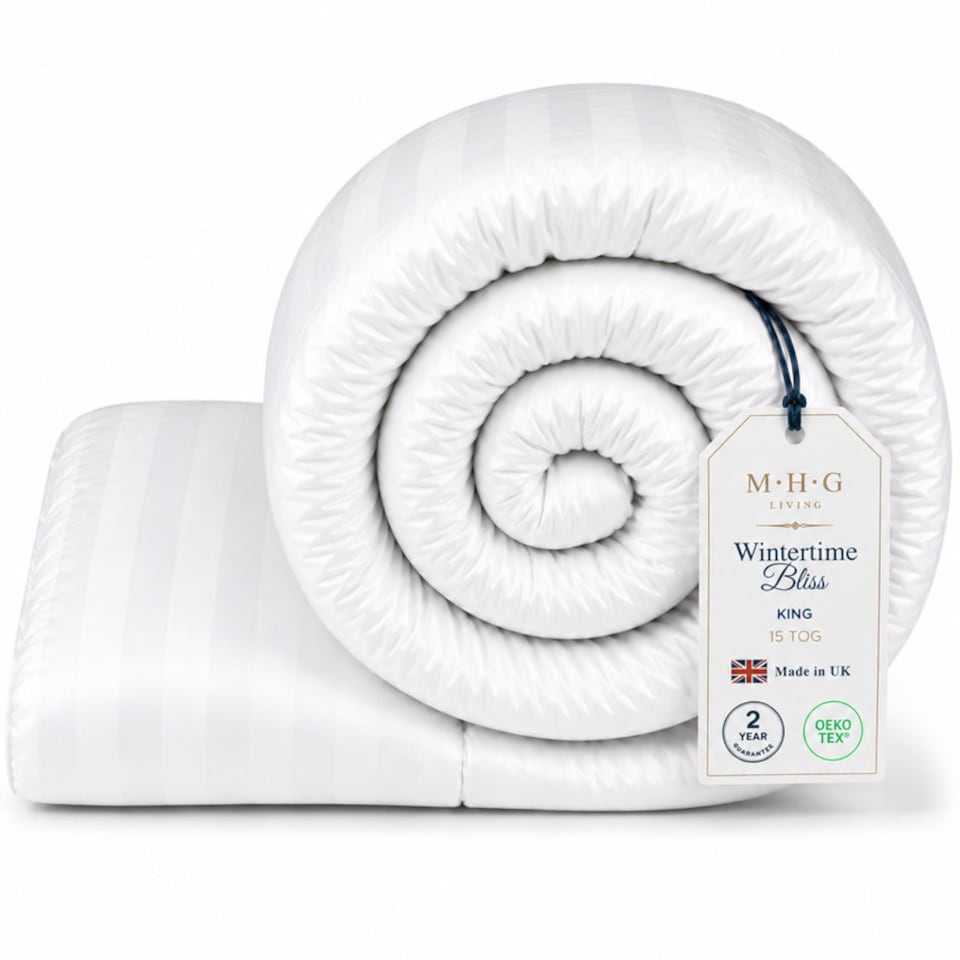 image 1 of MHG Living Heavy 15 Tog Winter Duvet – Extra Warm Hollowfibre Quilt for Cold Nights|White|King
