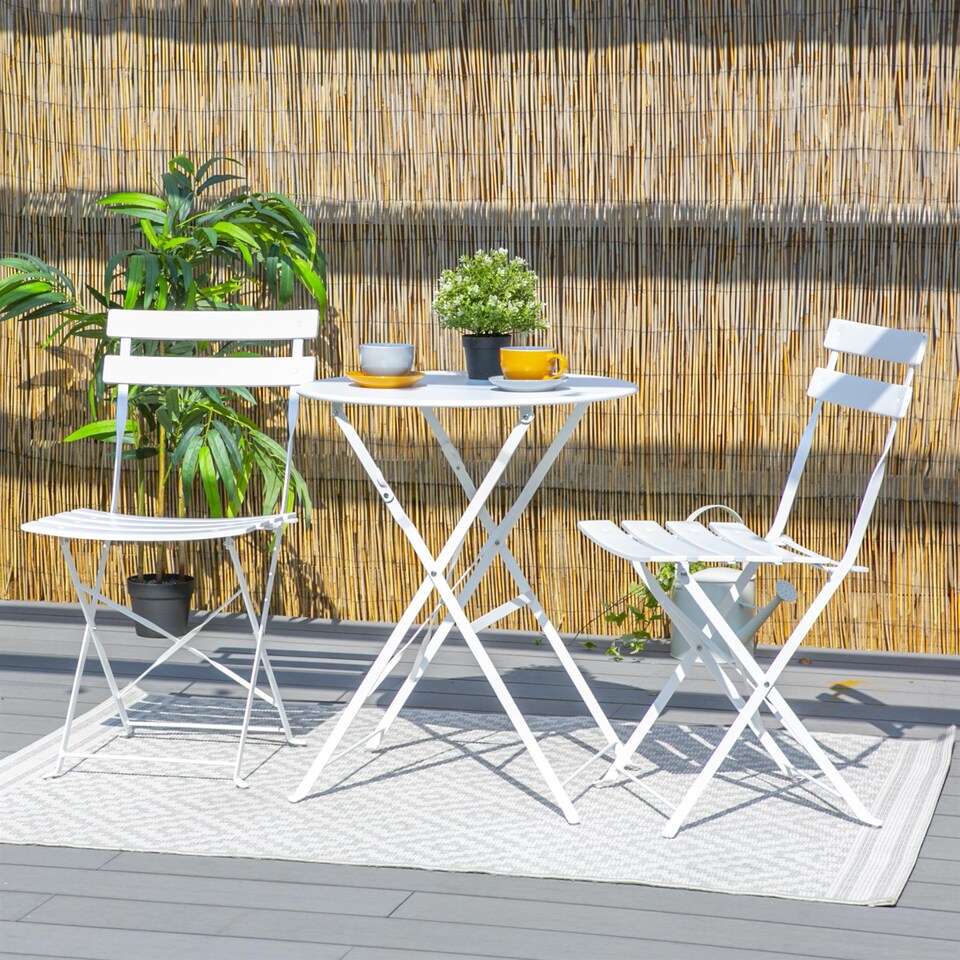 image 1 of Harbour Housewares 2 Seater Sussex Bistro Set - Round - White | White | White