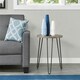 image 3 of Owen Retro Round End Table in Distressed Grey Oak Grey | Grey Oak