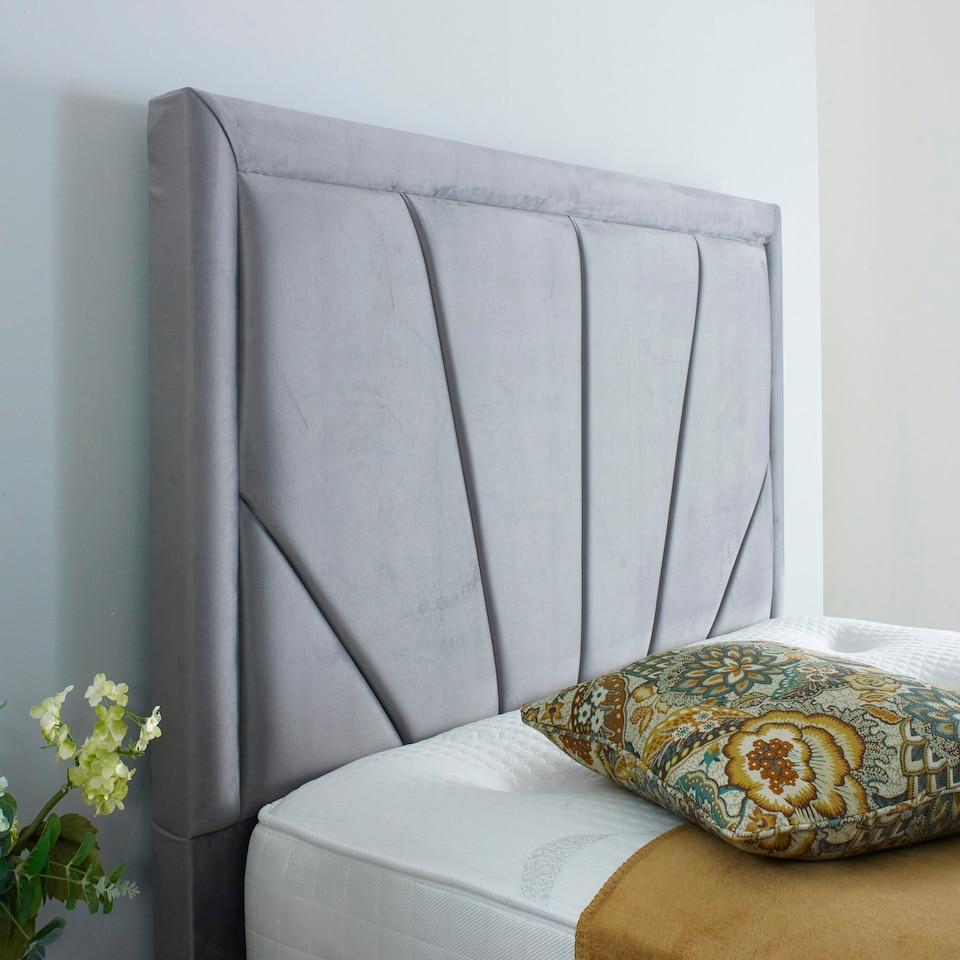 image 1 of Itala Plush Double Bed Frame - Grey