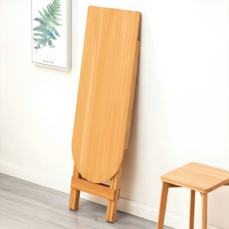 image 1 of Living and Home Foldable Small Wooden End Table 98 W x 38.5 D x 76.3 Hcm Brown
