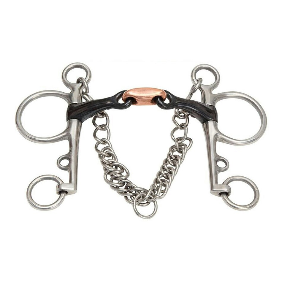image 1 of Shires Sweet Iron Double-Jointed Horse Pelham Bit - Black - 6in